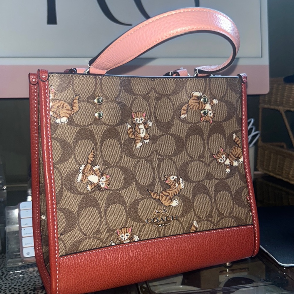 Coach Signature Dancing Kittens Tote